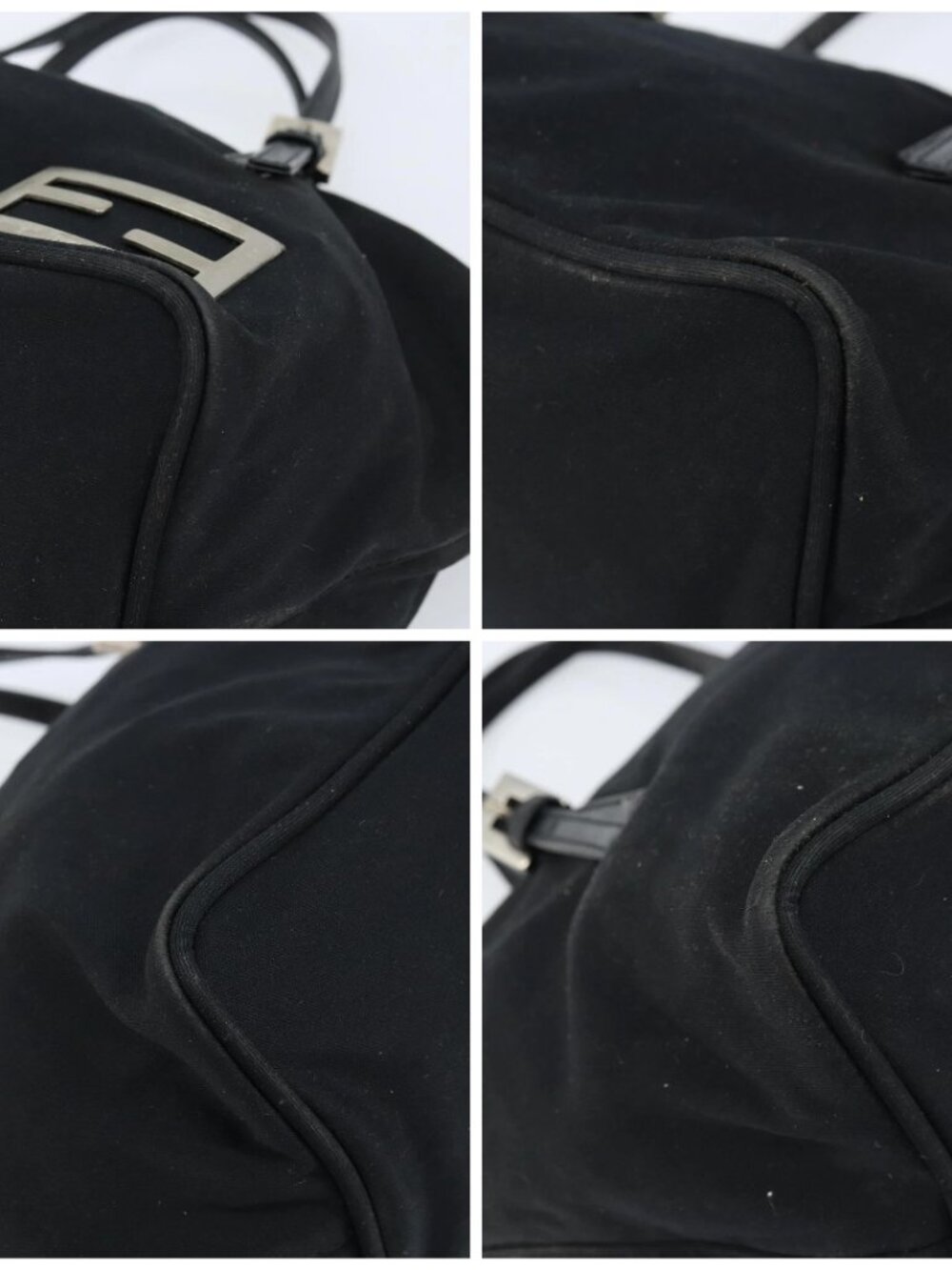 FENDI Hand Bag Nylon Black Silver Auth bs33538 - Picture 14 of 16